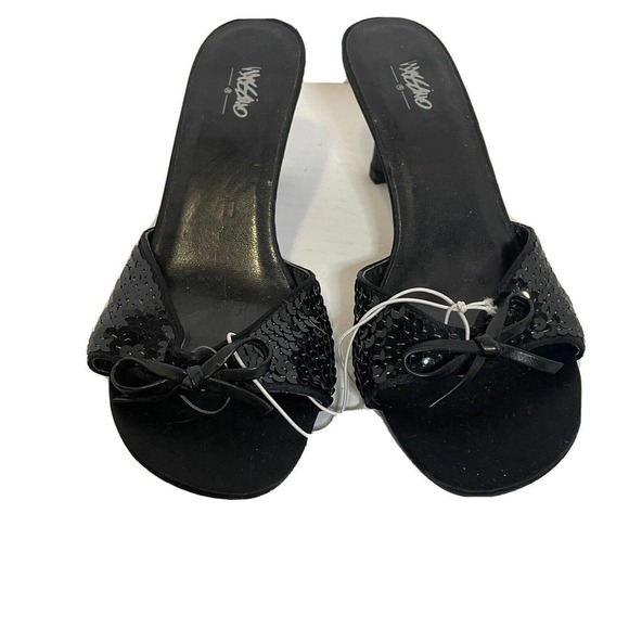 Massimo Mules Evening Sequined Trim with Bow Womens 6 Black - Picture 1 of 9